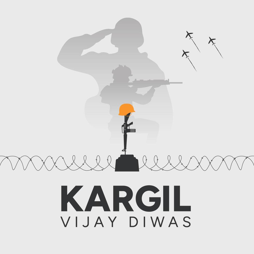 Kargil Vijay Diwas Banner and Greeting Card. Kargil Victory Day Celebration vector