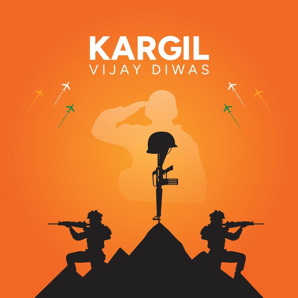 26 july Kargil Vijay Diwas in orange Background vector