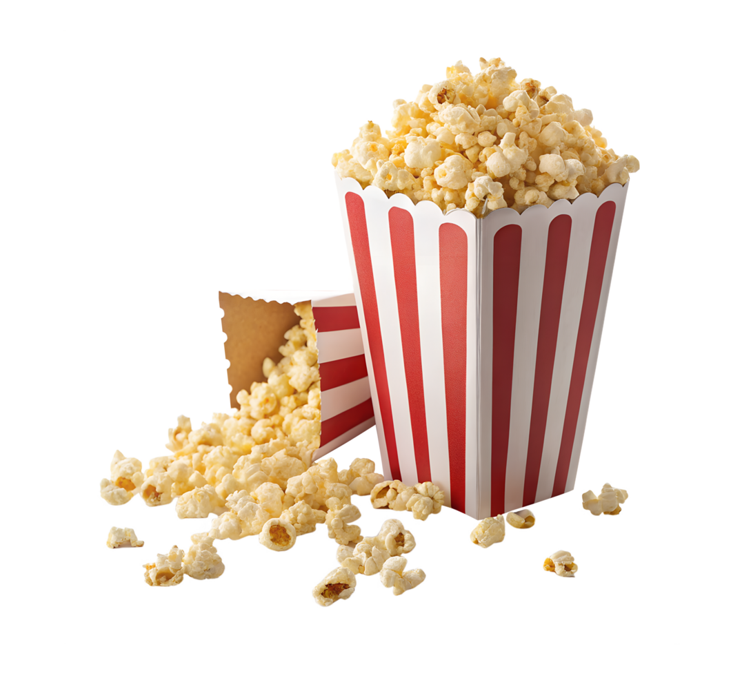 Popcorn Bucket With Spread Popcorn Isolated On Transparent Background png