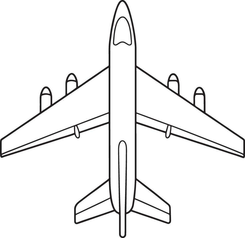 Bomber aircraft in outline design for aviation or military visuals vector