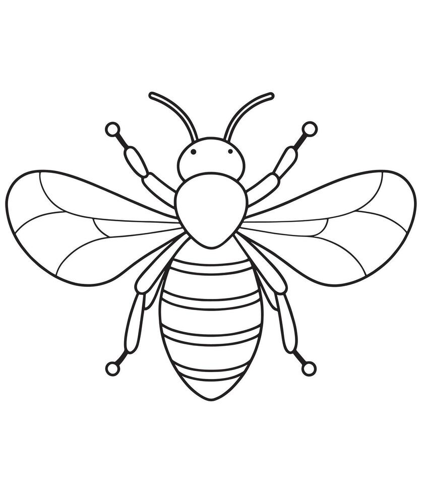 Bumblebee bee cartoon drawing for coloring and learning activities vector