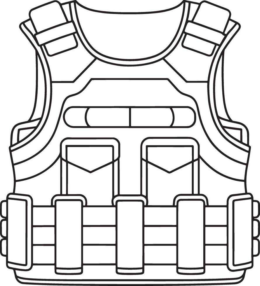 Black and white tactical vest for military gear coloring or design vector