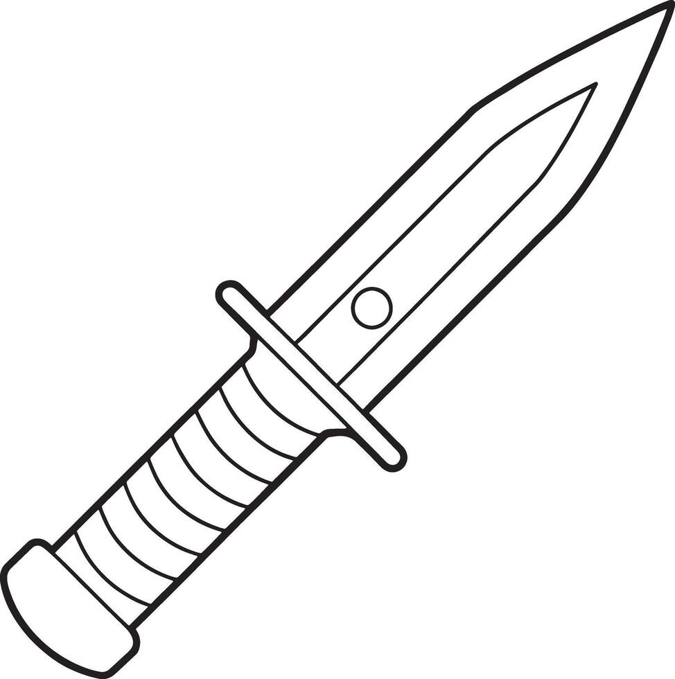 Military knife drawing in clean outline for safety awareness vector