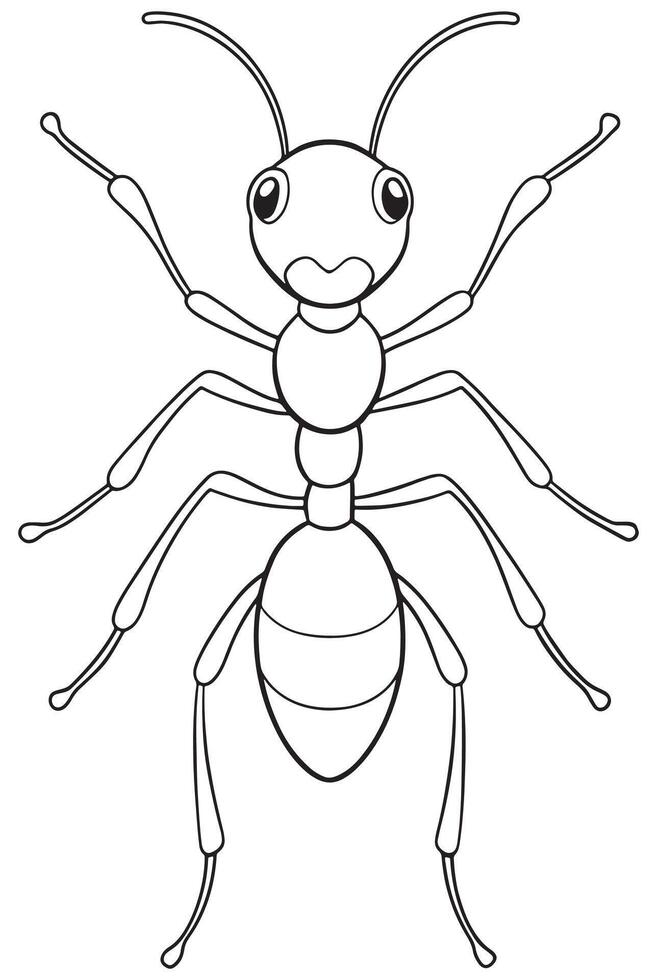 Ant cartoon bug illustration for fun coloring and learning vector