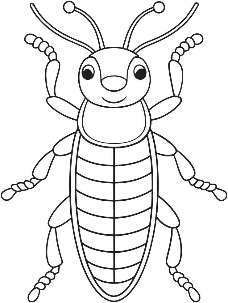 Rove beetle cartoon bug drawing for children coloring books vector