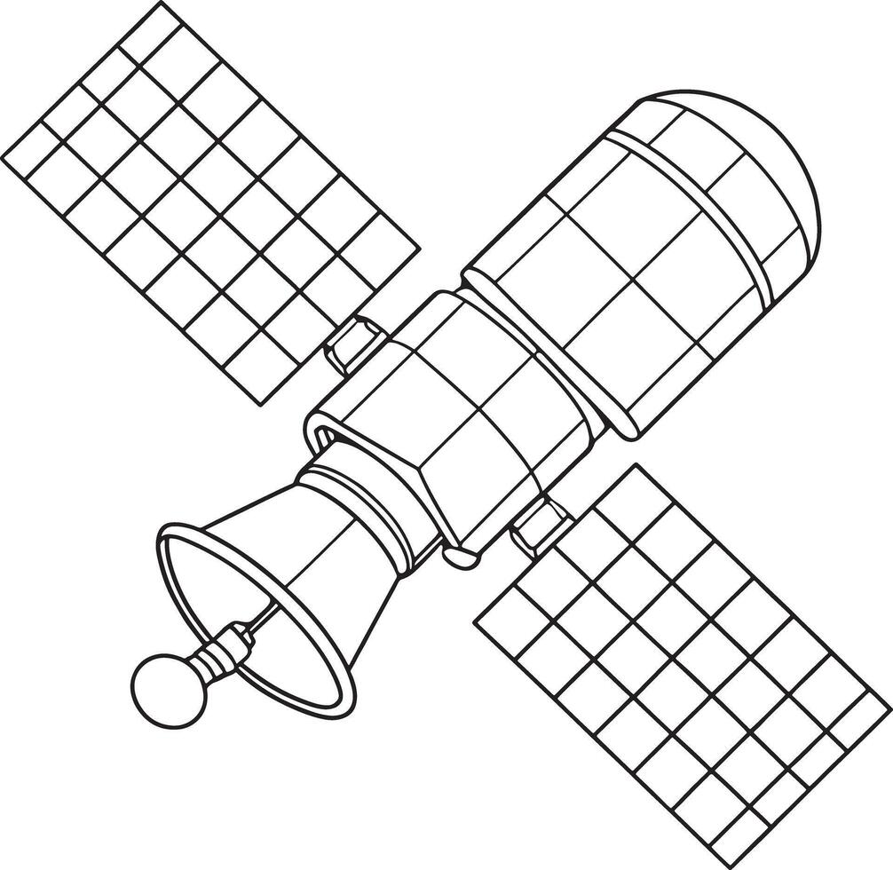 Satellite communication system line art for data and tech themes vector