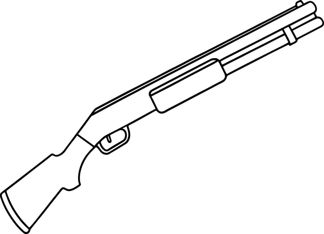 Shotgun illustration in outlined black and white for vintage firearm concept vector