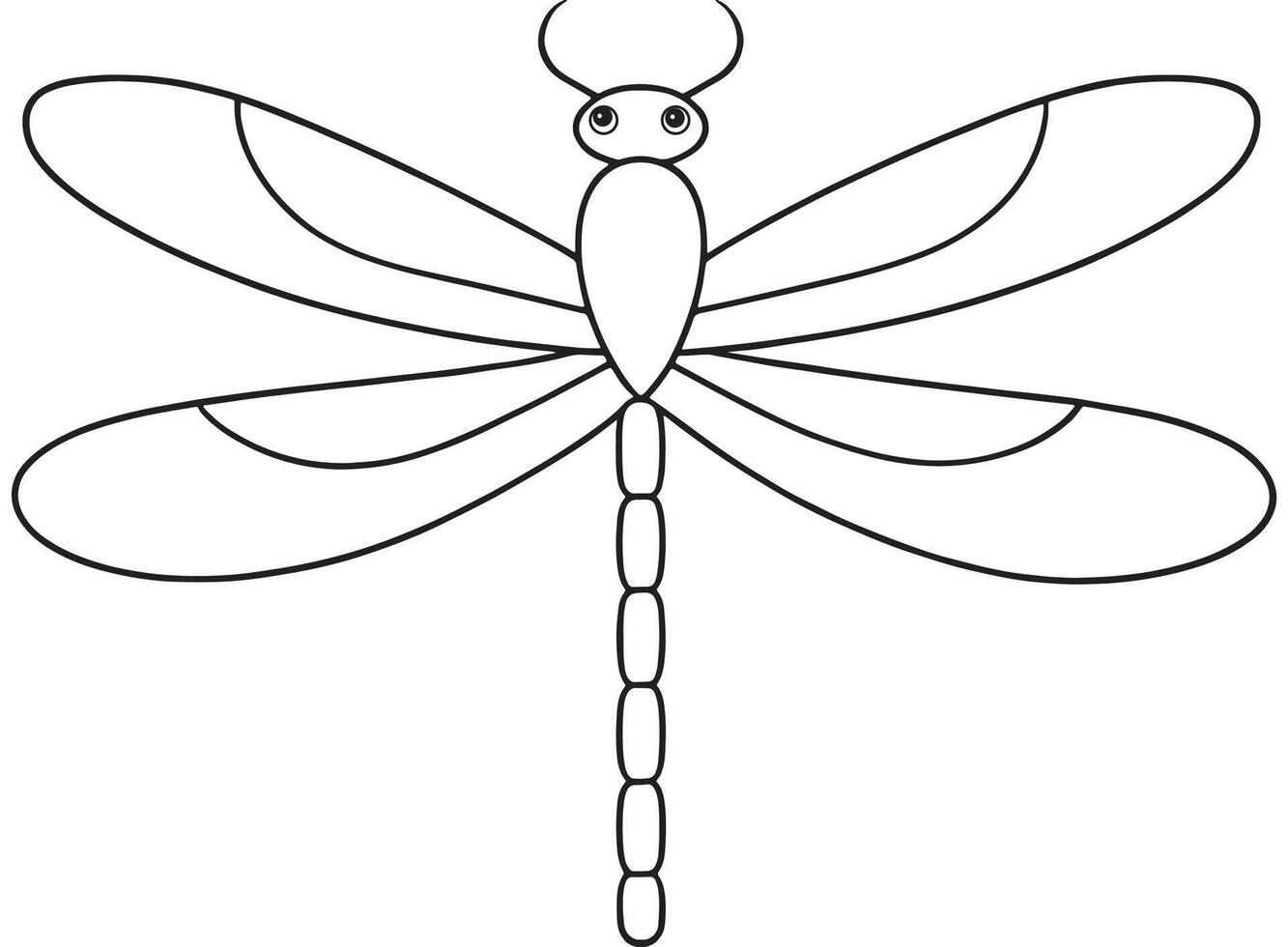 Dragonfly cute illustration for kids insect activity and coloring page vector