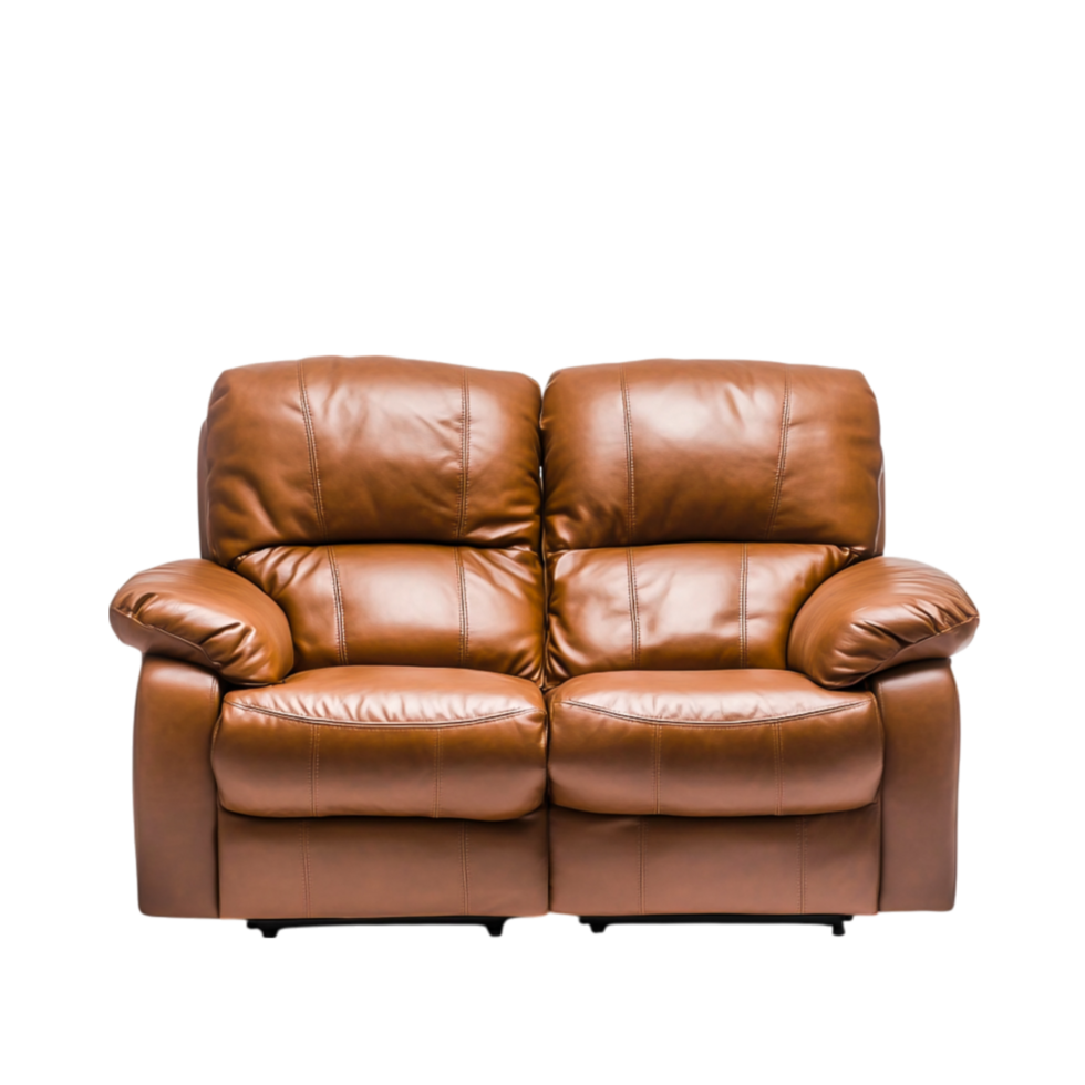 Comfortable Brown Leather Reclining Sofa for Modern Living Room Decor png