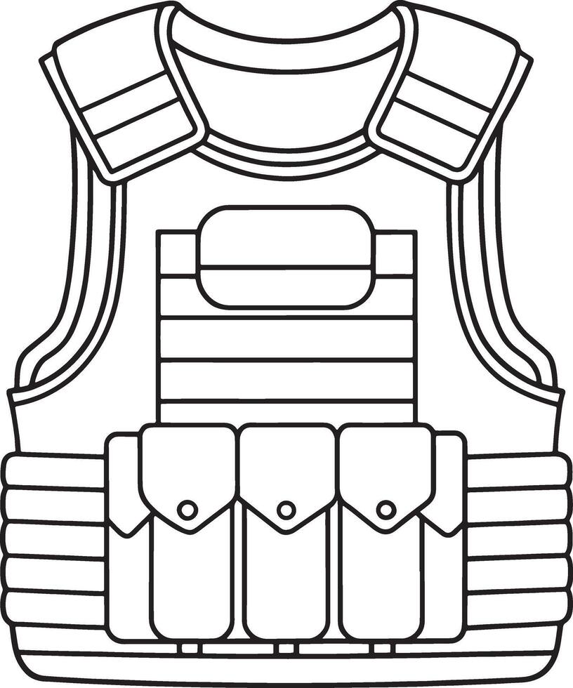 Tactical bulletproof vest outline perfect for crafting or design projects vector