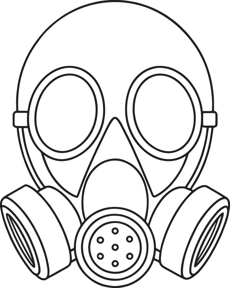 Outlined gas mask in monochrome for safety equipment or design use vector