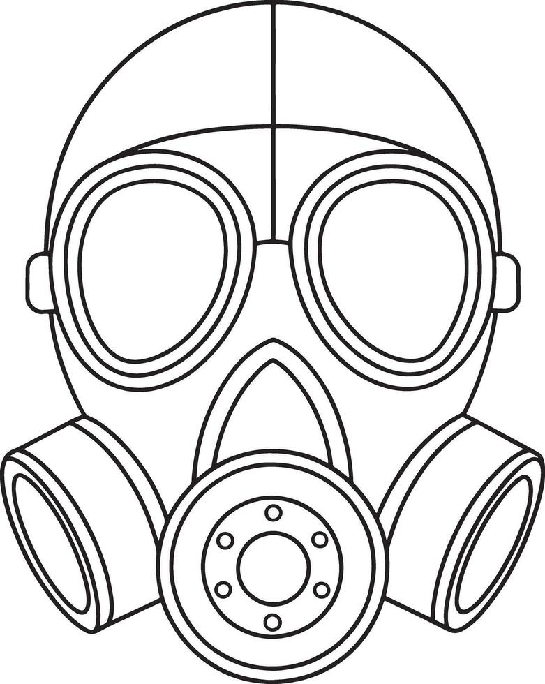 Industrial gas mask illustration in black and white for workplace safety and design vector