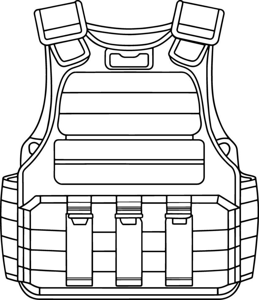 Kevlar vest outline drawing ideal for security and safety gear designs vector