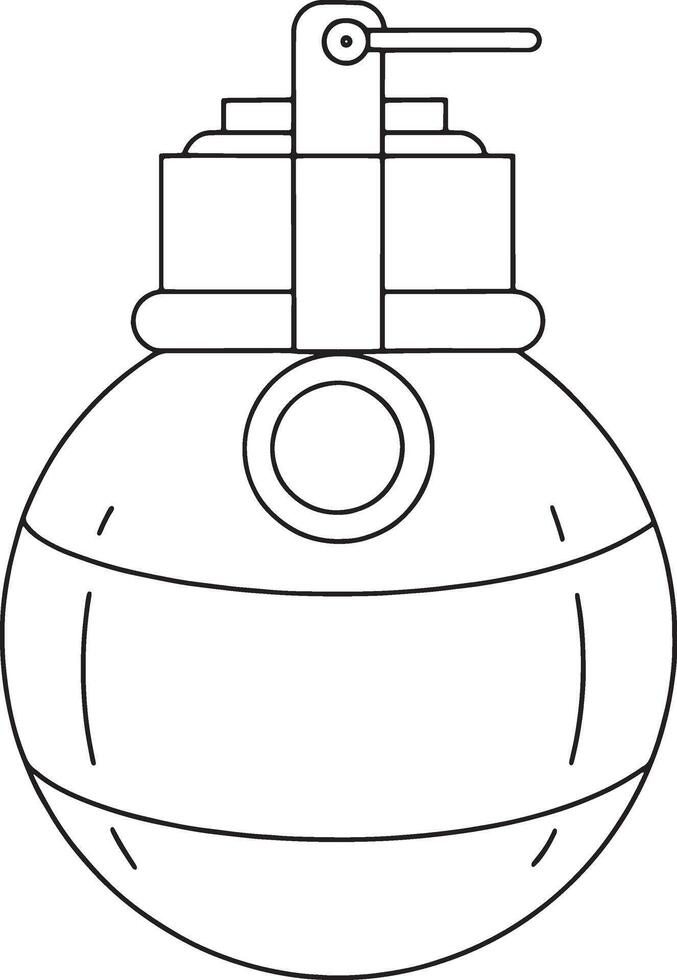 Anti tank mine drawing in clean black and white outline vector