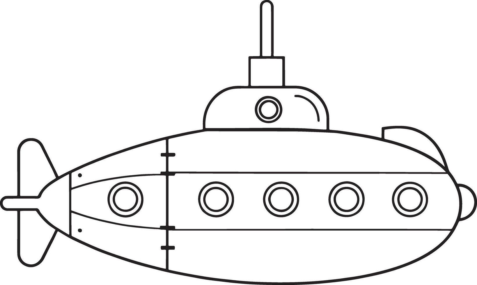 Submarine outline drawing for educational or nautical themed coloring vector