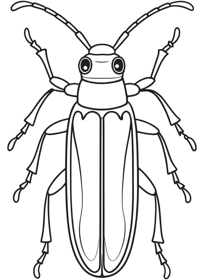 Longhorn beetle insect illustration for science and coloring fun vector