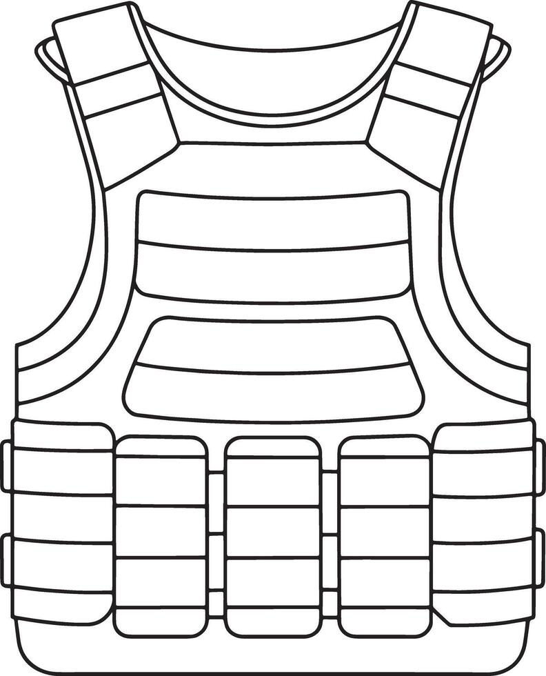 Body armor vest drawing in outline style for security and protection visuals vector