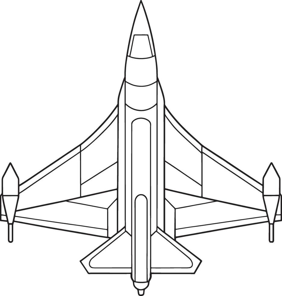 Fighter jet outline artwork ideal for aviation and military themed designs vector