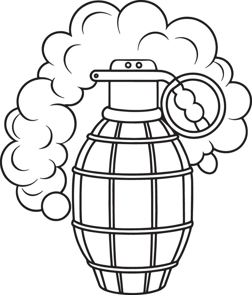 Explosive grenade illustration in minimal line style for defense themed coloring vector
