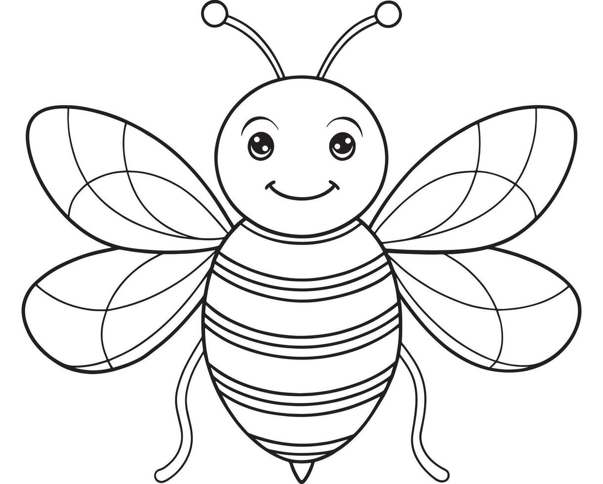 Bumblebee cartoon coloring page for fun kids insect learning vector