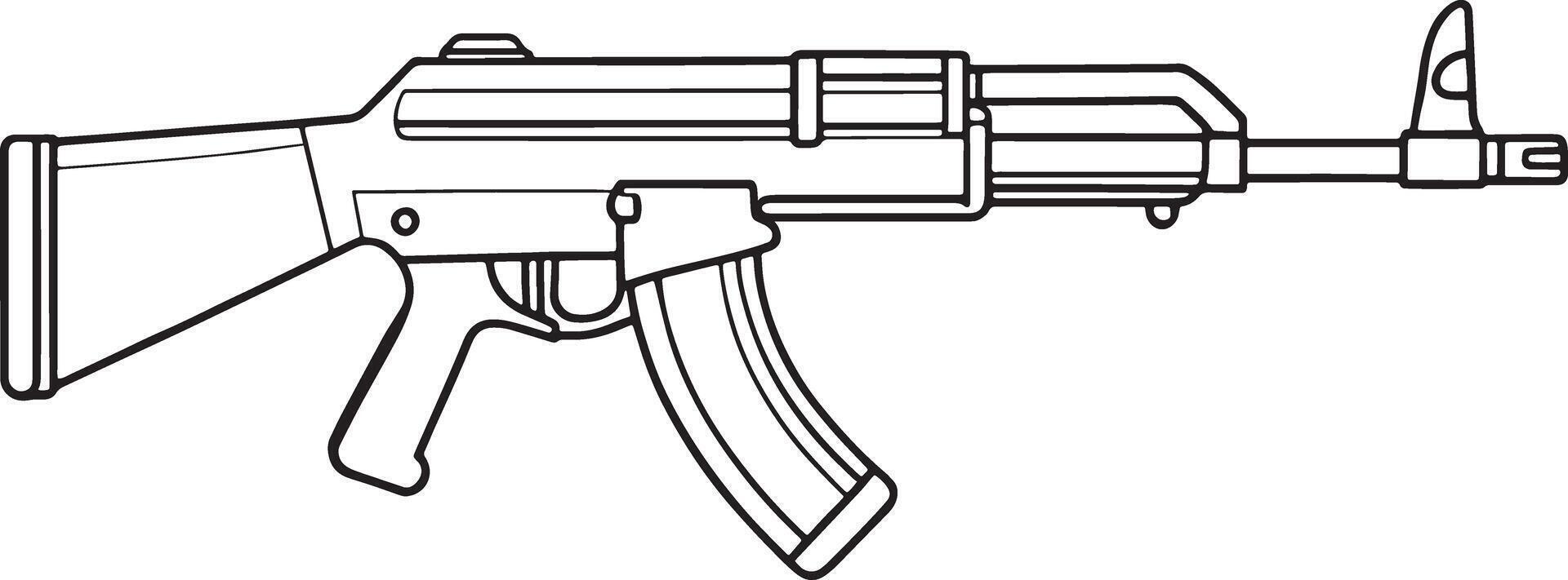 Rifle drawing in black and white line art for firearm illustrations vector