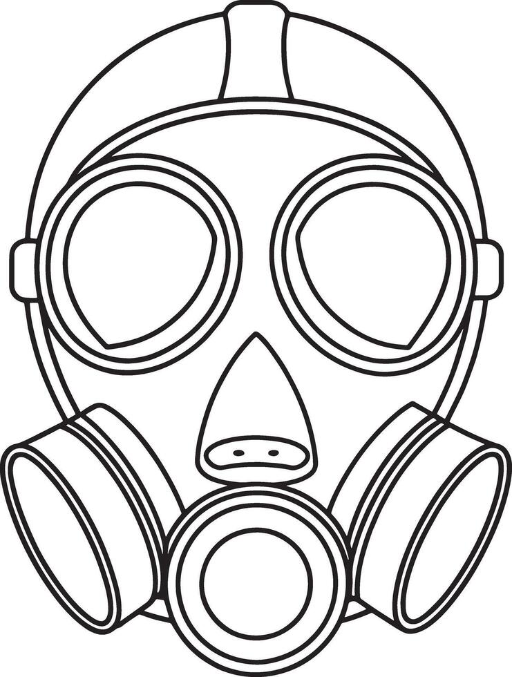 Post apocalyptic gas mask illustration in dramatic outline art style vector