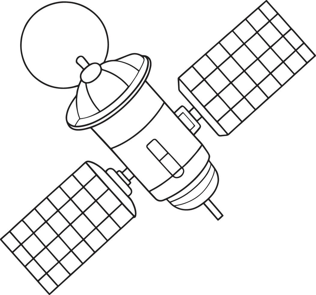 Satellite drawing in black and white for creative and technical illustrations vector