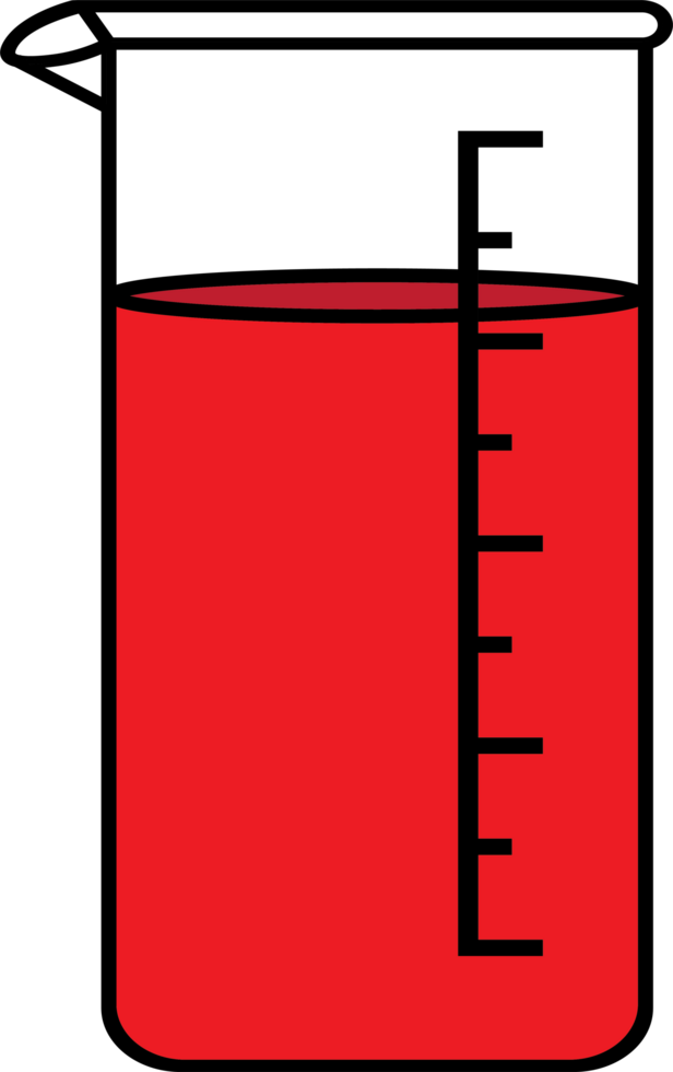 Lab Beaker Filled with Red Liquid for Scientific Analysis png