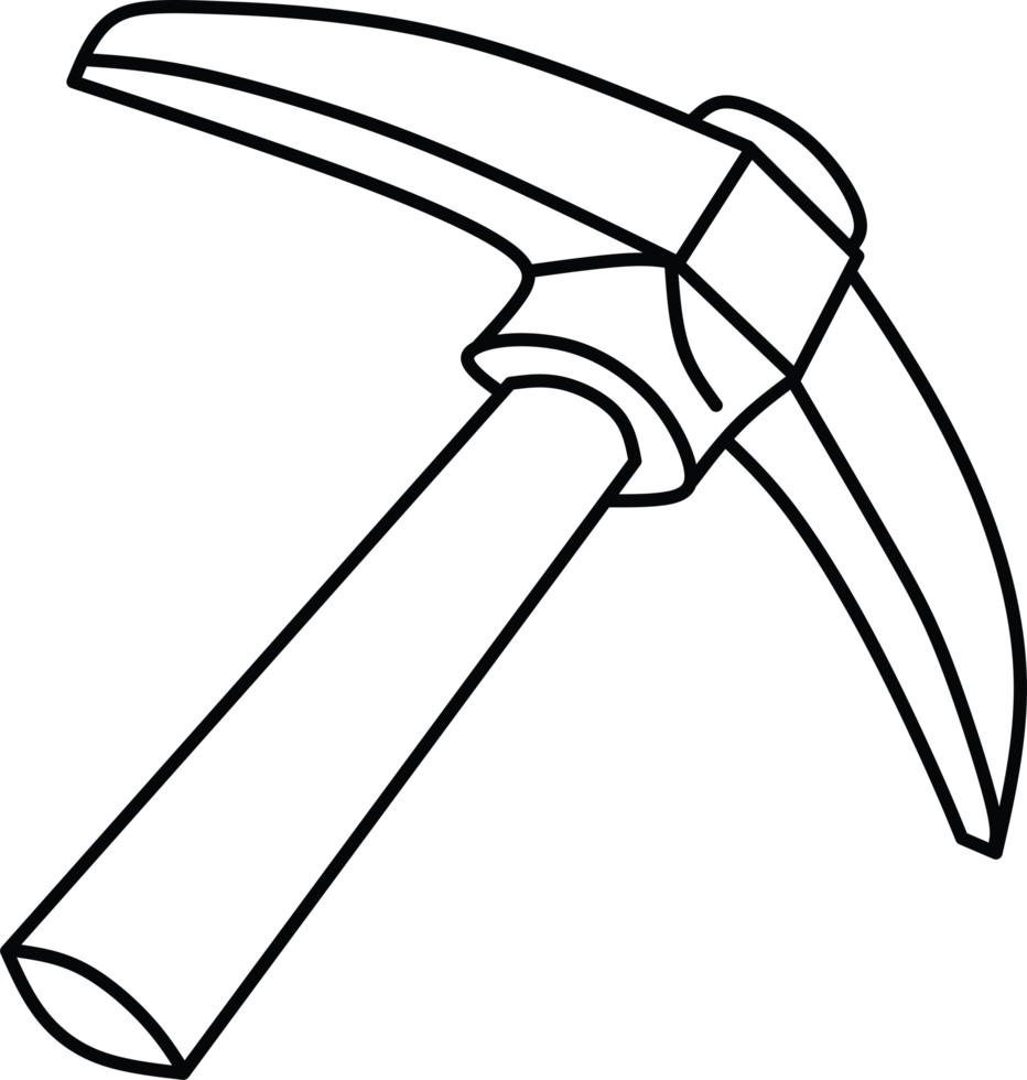 Outline of a Pickaxe Tool Used for Mining or Construction png