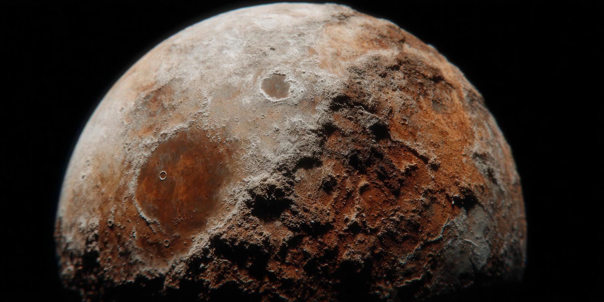 Detailed image of a celestial body with a textured surface against a black background. photo