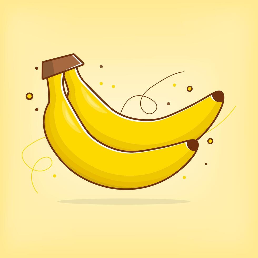 Bananas on yellow background with swirls vector