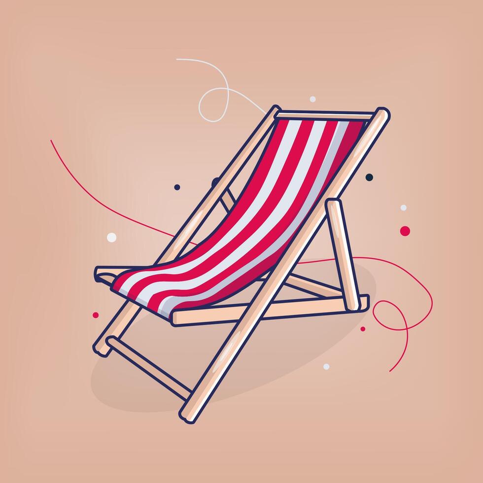 A beach chair with red and white stripes vector