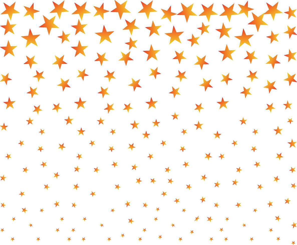 Star-shaped wedding confetti pattern with orange tones on transparent background for party layout vector