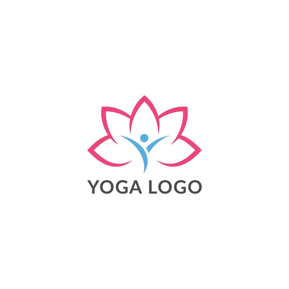 Yoga and meditation logo with lotus flower in minimal style for wellness spa or fitness branding vector