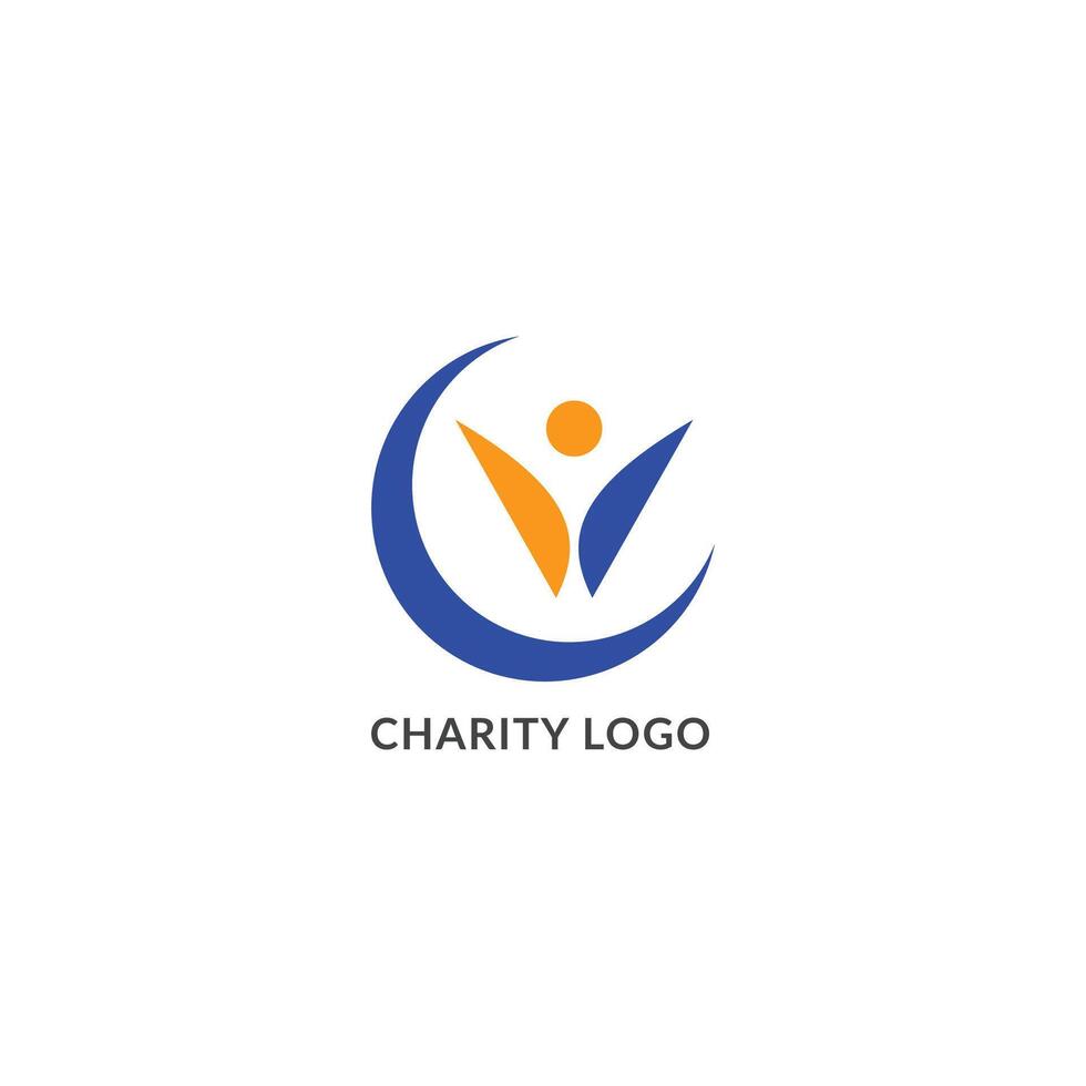 Charity logo with abstract human and heart shape representing care support and social service vector