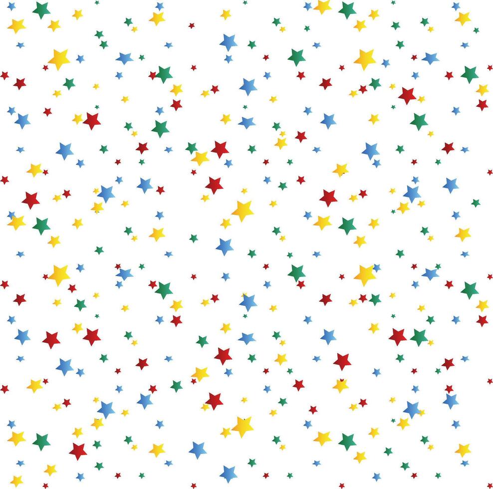 Playful celebration star confetti in rainbow colors on transparent background for fun visuals vector