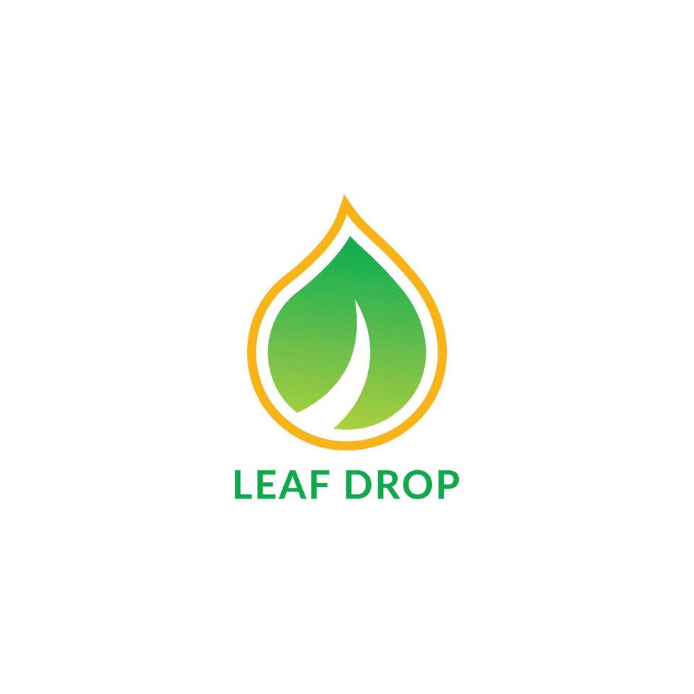 Eco leaf drop logo with green and yellow tones for organic product brand or natural company design vector