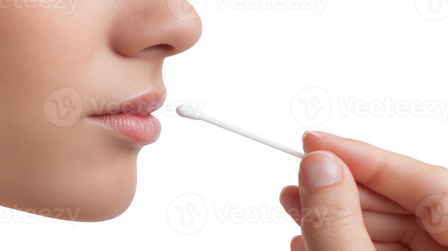 Doctor taking nasal swab test from patient for flu or coronavirus diagnostic with transparent background png