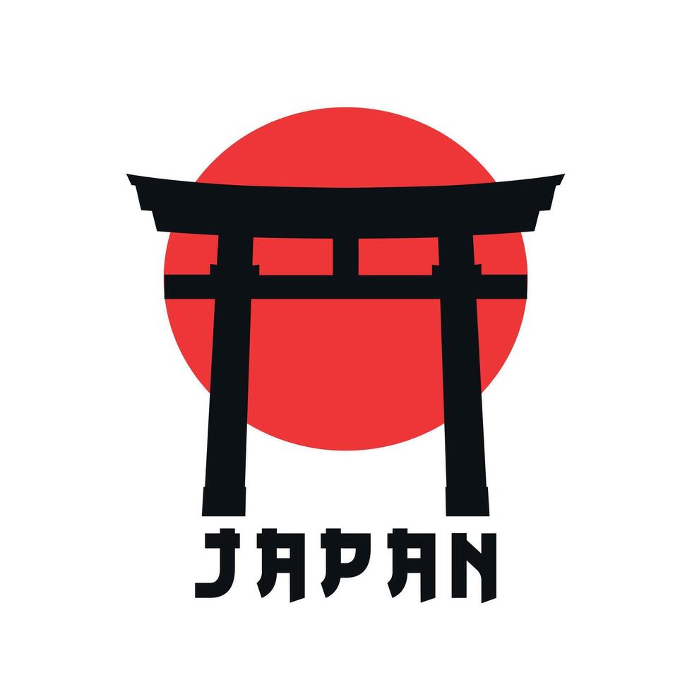Japanese traditional torii gate logo isolated on white background. vector