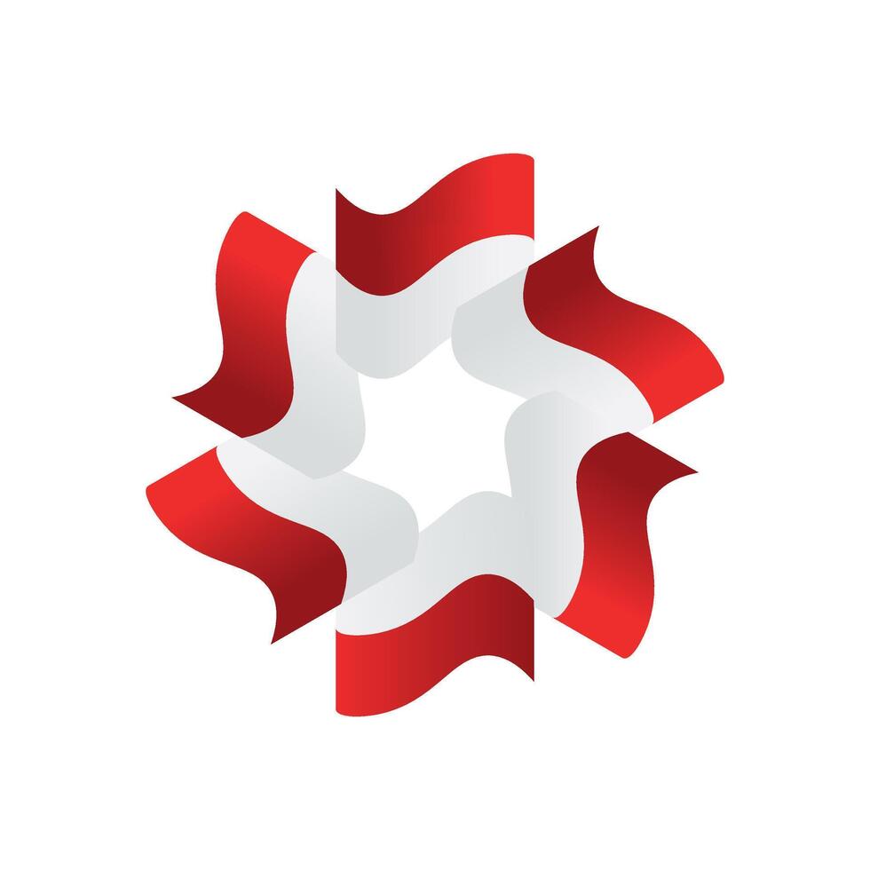 The red and white flag of Indonesia is in the form of floral on a white background vector
