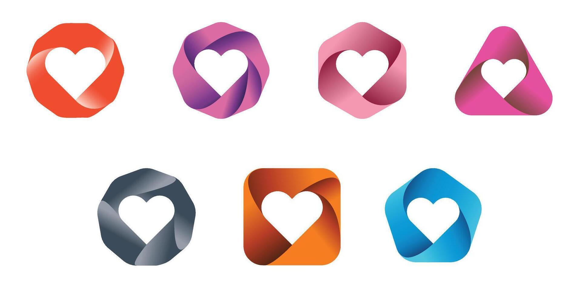 Set of love hearts icons design. vector
