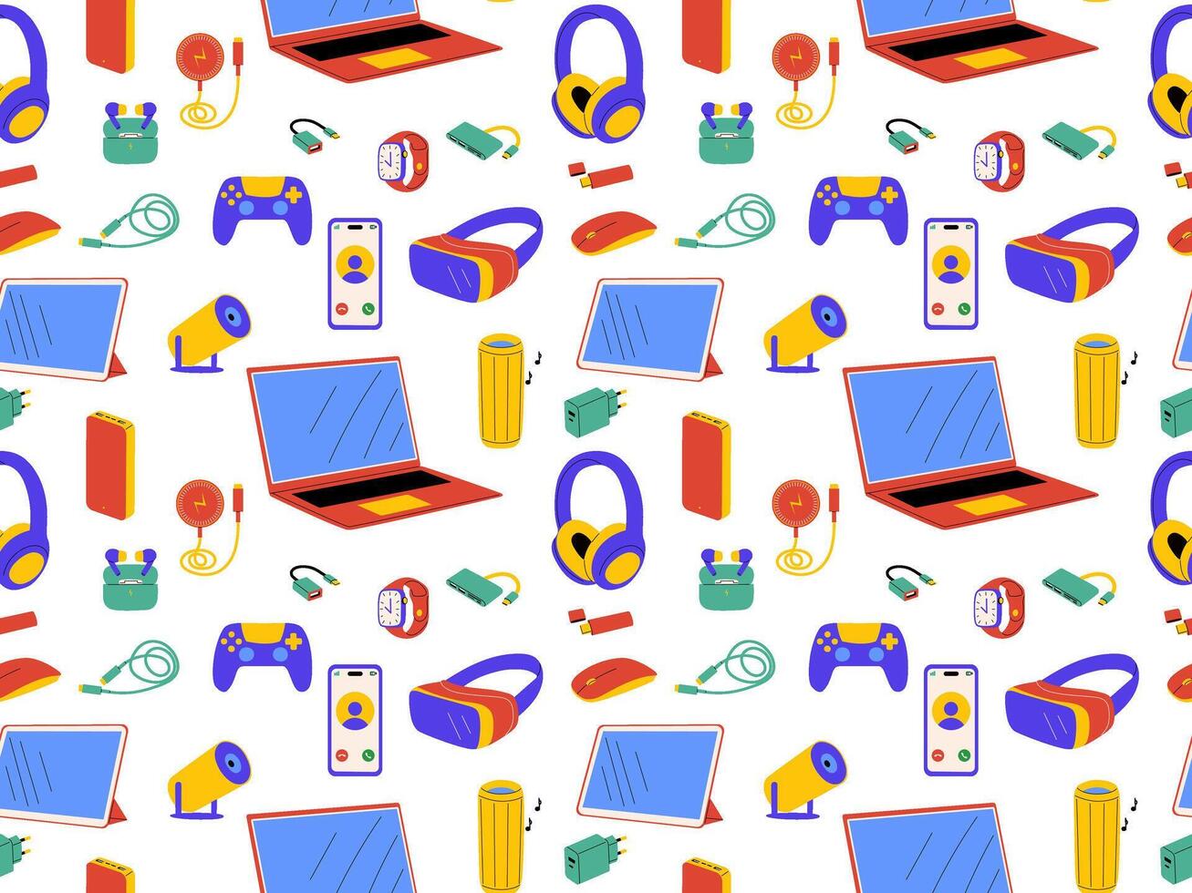 Pattern of gadgets and accessories vector
