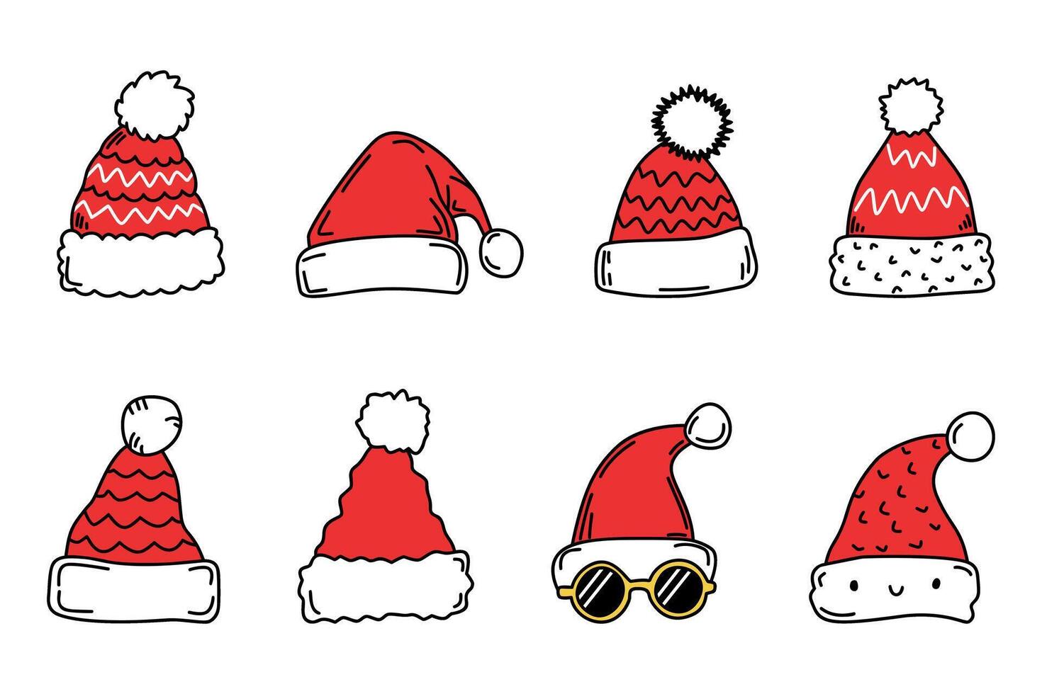 Set of Cute and Unique Christmas Santa Hats vector
