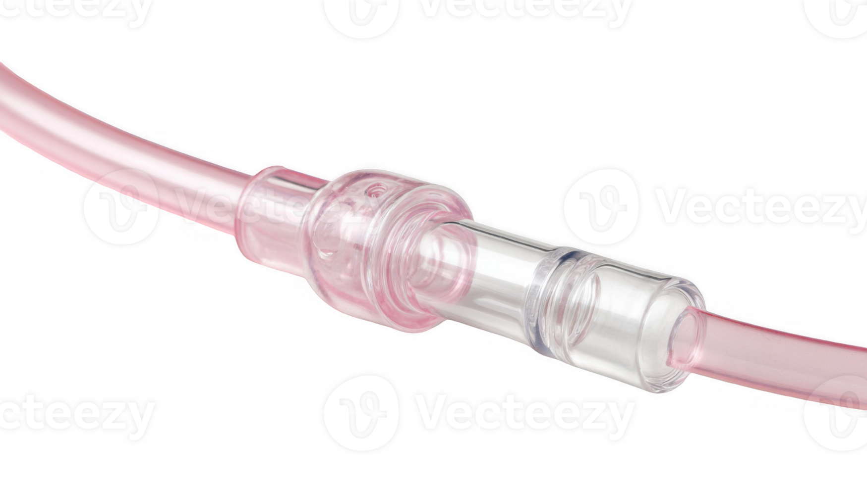 Pink pediatric dental suction connecting tubes on transparent background png