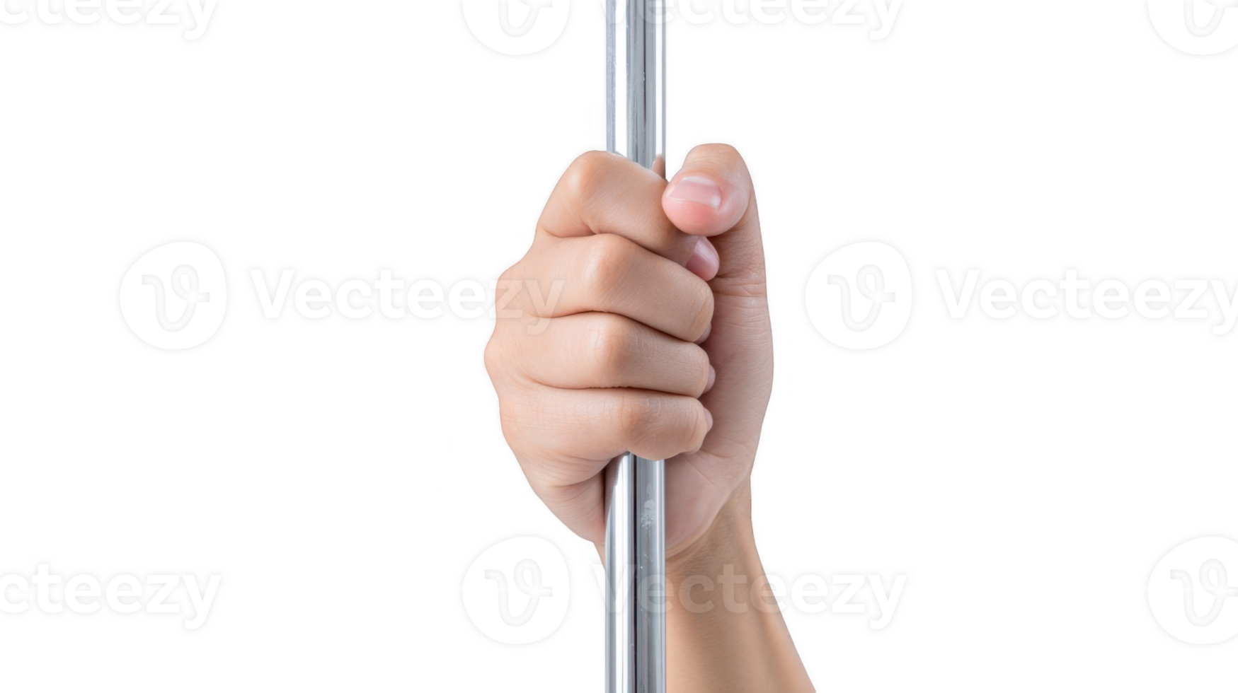 Hand gripping a metal pole on transparent background png