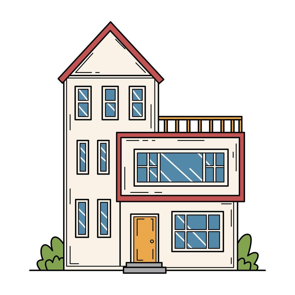 Modern house illustration with unique design vector