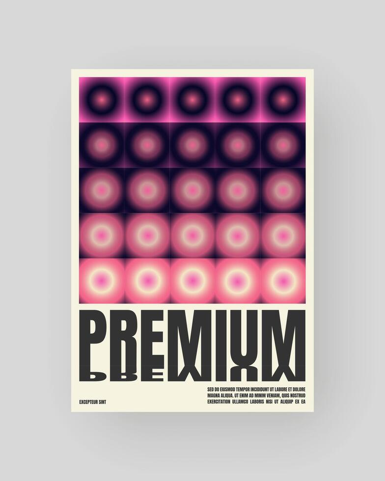 Retro-futuristic and abstract poster design. Geometric glass refraction and distortion. Purpul ang pink gradient. vector