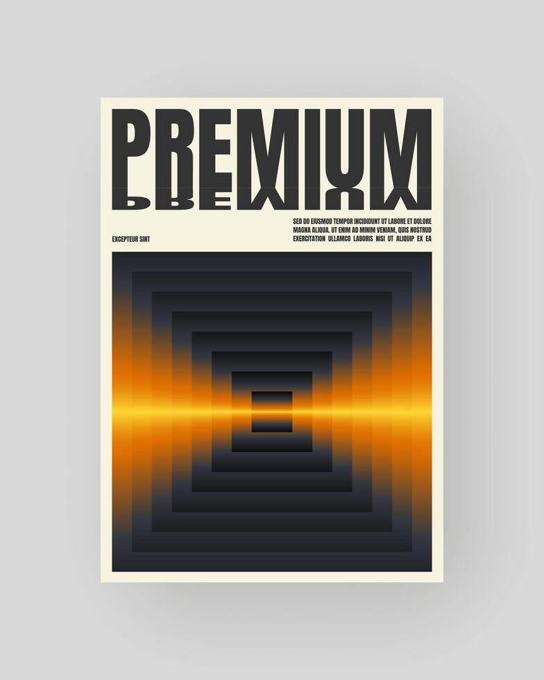 Retro-futuristic and abstract poster design. Geometric glass refraction and distortion gradient. Yellow line vector