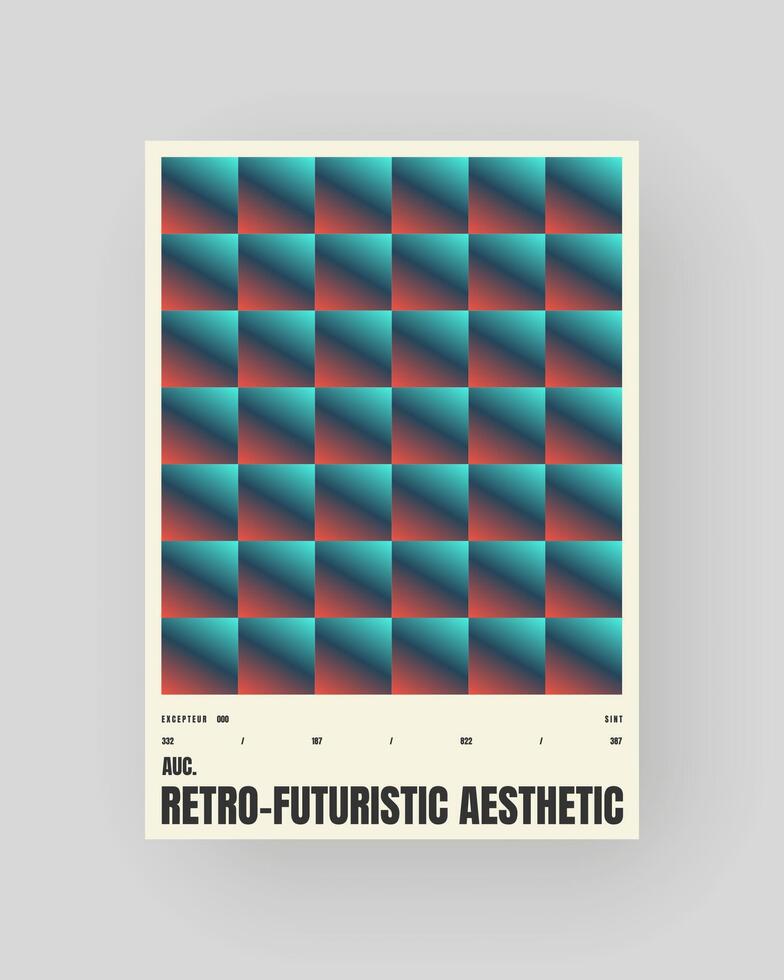 Retro-futuristic and abstract poster design. Geometric glass refraction and distortion. Green orange gradient vector