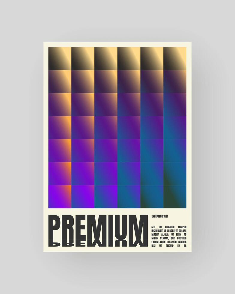Retro-futuristic and abstract poster design. Geometric glass refraction and distortion gradient vector